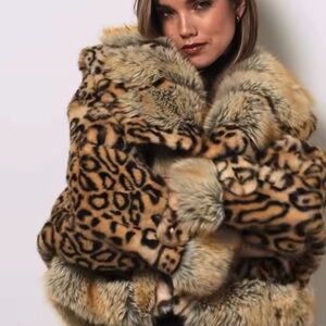 Leopard Print Faux Fur Jacket